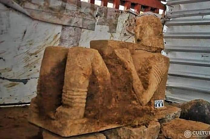 Investiga INAH hallazgo fortuito de escultura de Chac Mool, en Pátzcuaro 