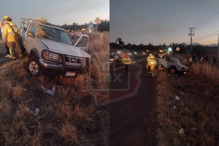 Camioneta se sale del asfalto en la Morelia-Pátzcuaro; hay 2 personas lastimadas